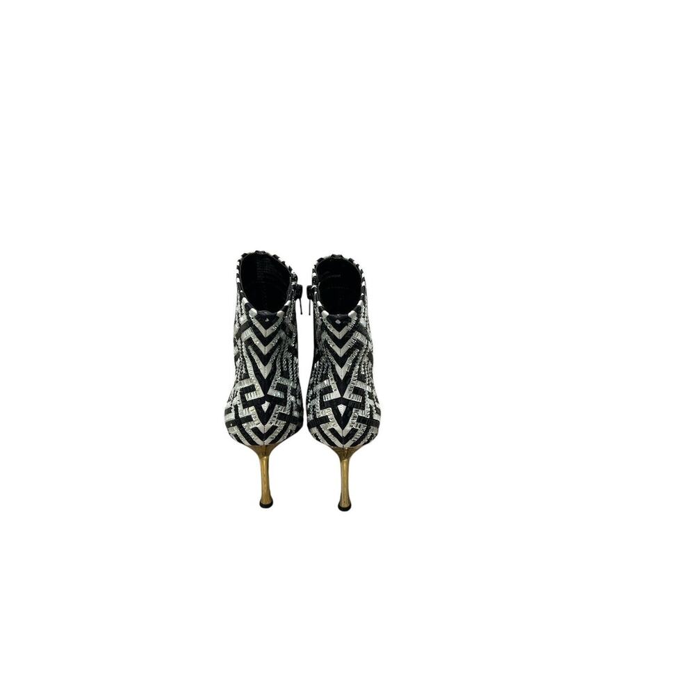 INC Women’sBlack & White Geometric Ankle Booties With Gold Heel -Size 5 1/2 M36 - Picture 4 of 7